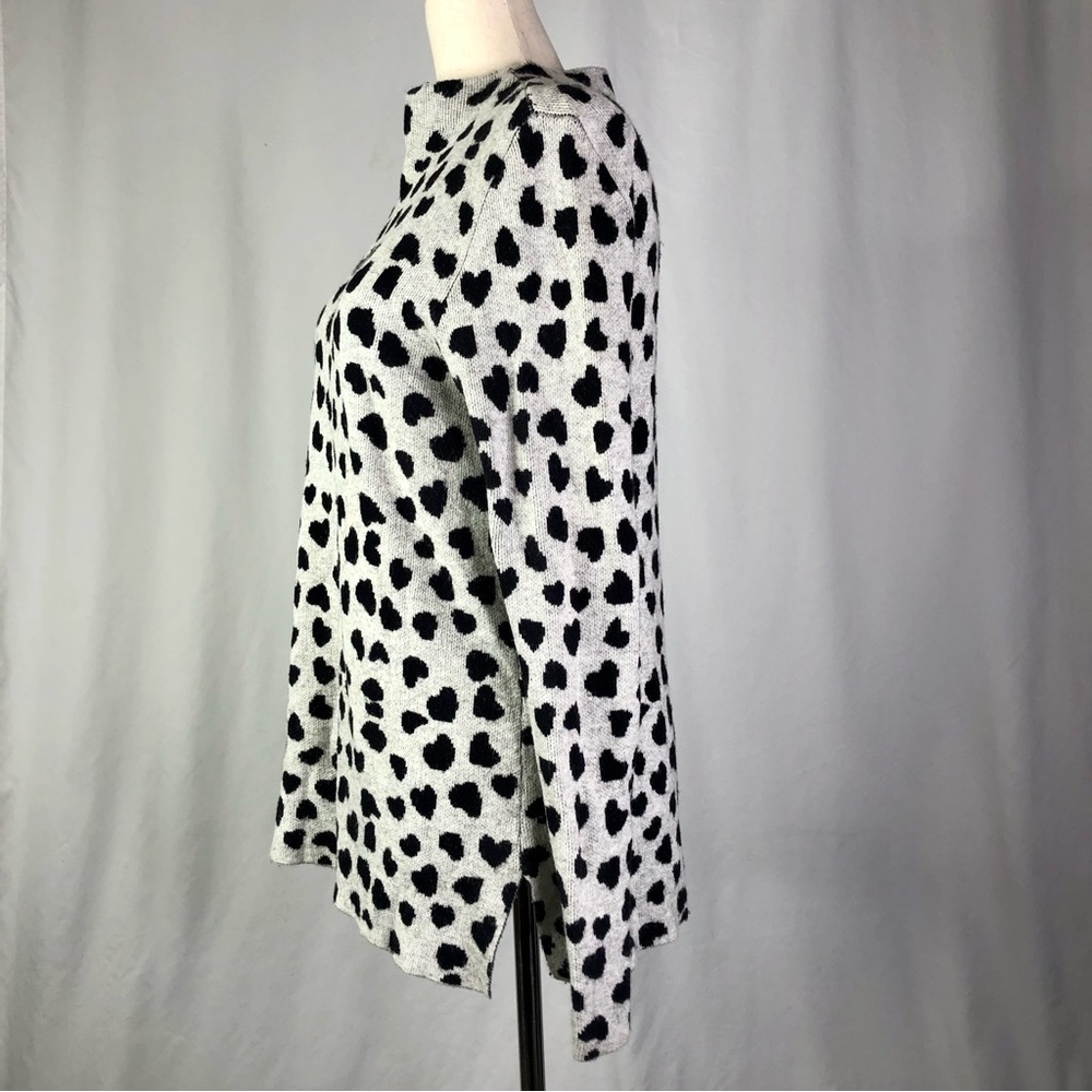 LOFT cheetah heart sweater grey black M - Picture 5 of 8